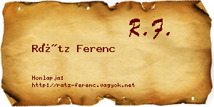 Rátz Ferenc névjegykártya
