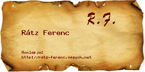 Rátz Ferenc névjegykártya